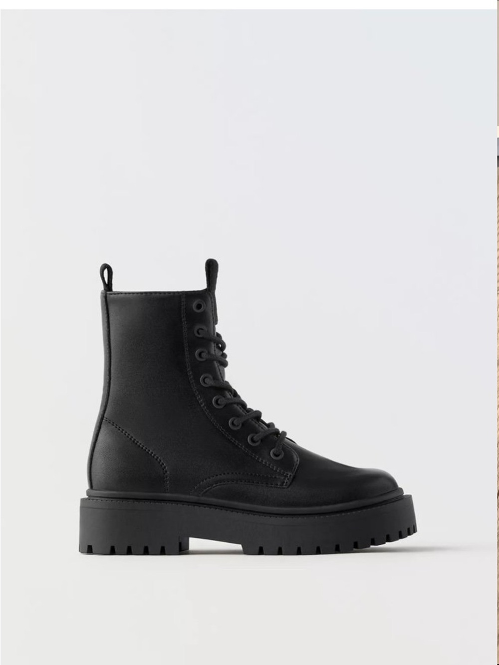 Black Lace-Up Combat Boots - Zara Kids, size 12